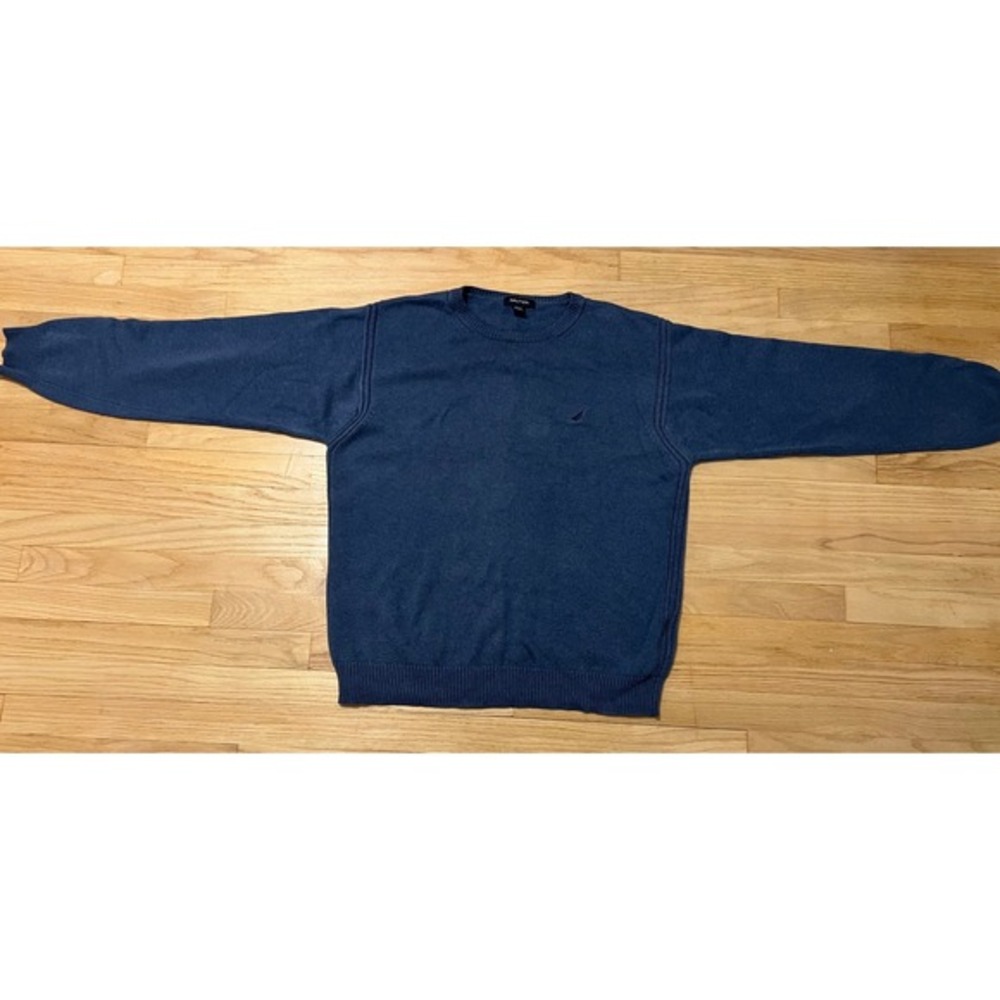 Nautica Mens Blue Cotton Crew Neck Pullover Sweater XL